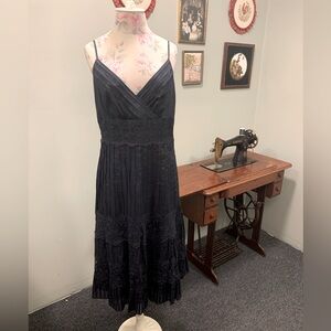 Ann Taylor Blue Midi Sundress Spaghetti Strap V-Neck